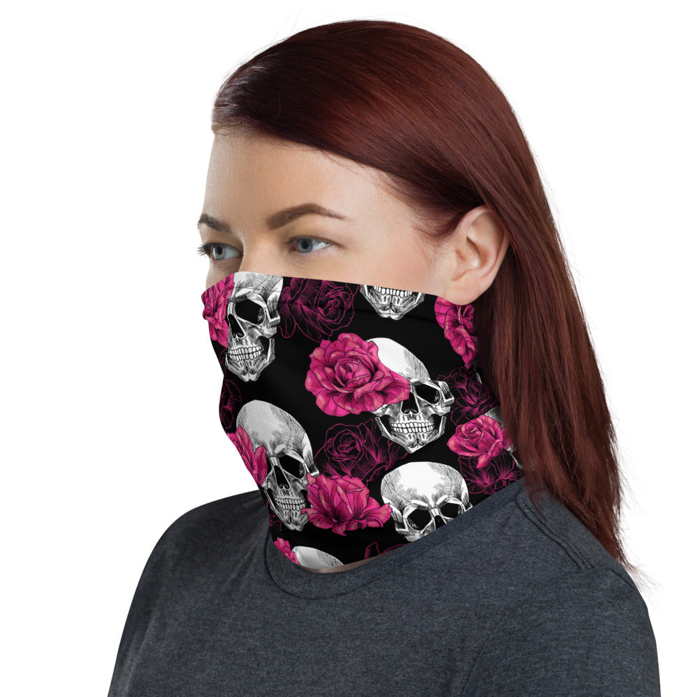Pink Roses & Skulls Headband
