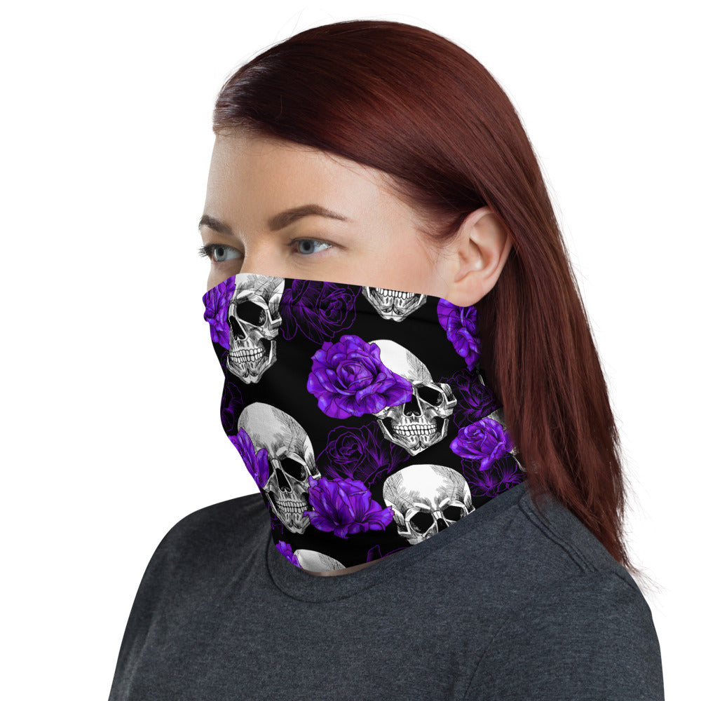Purple Roses & Skulls Headband