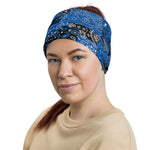 Classic Blue Paisley Patchwork Multifunctional Headband Neck Gaiter