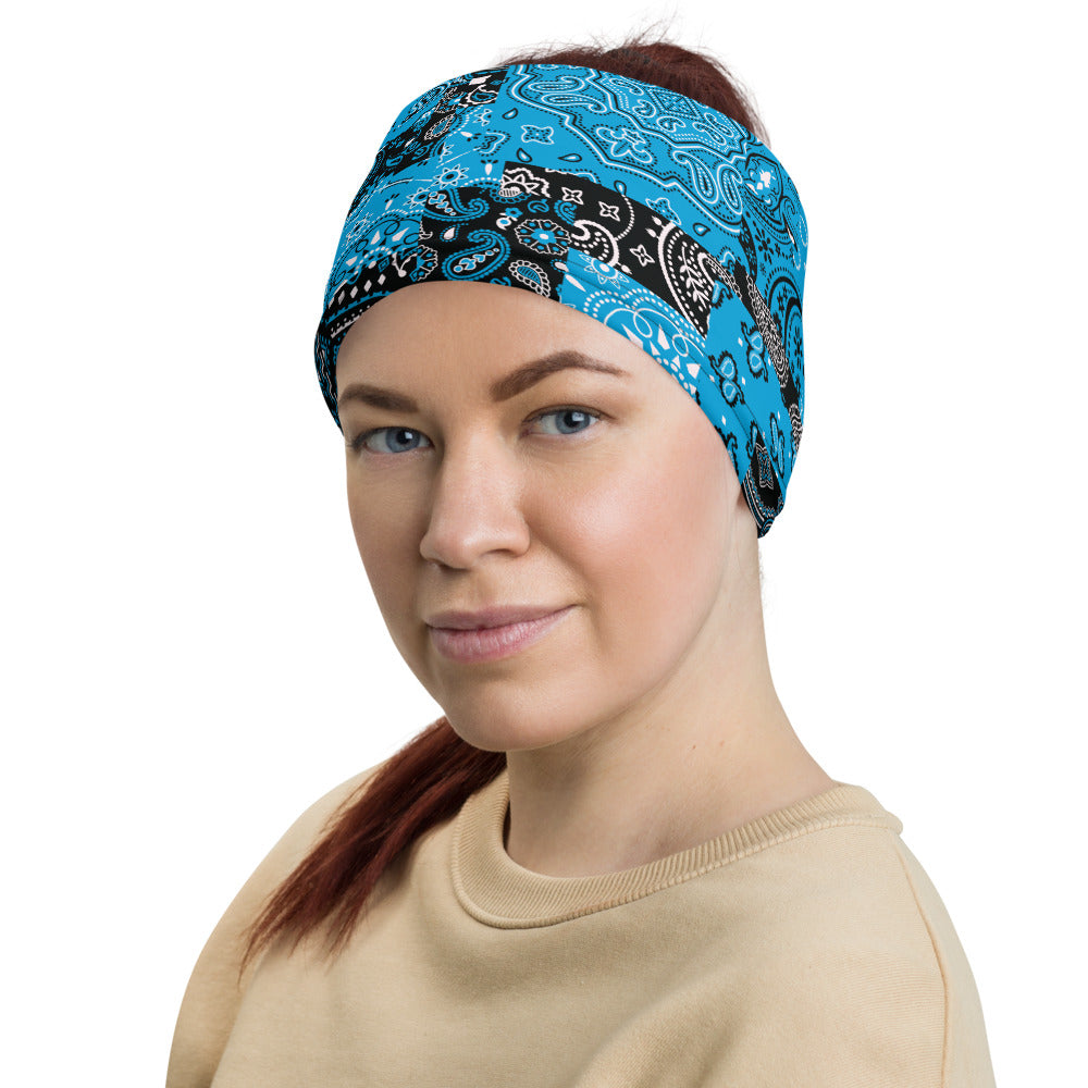Classic Teal Blue Paisley Patchwork Multifunctional Headband