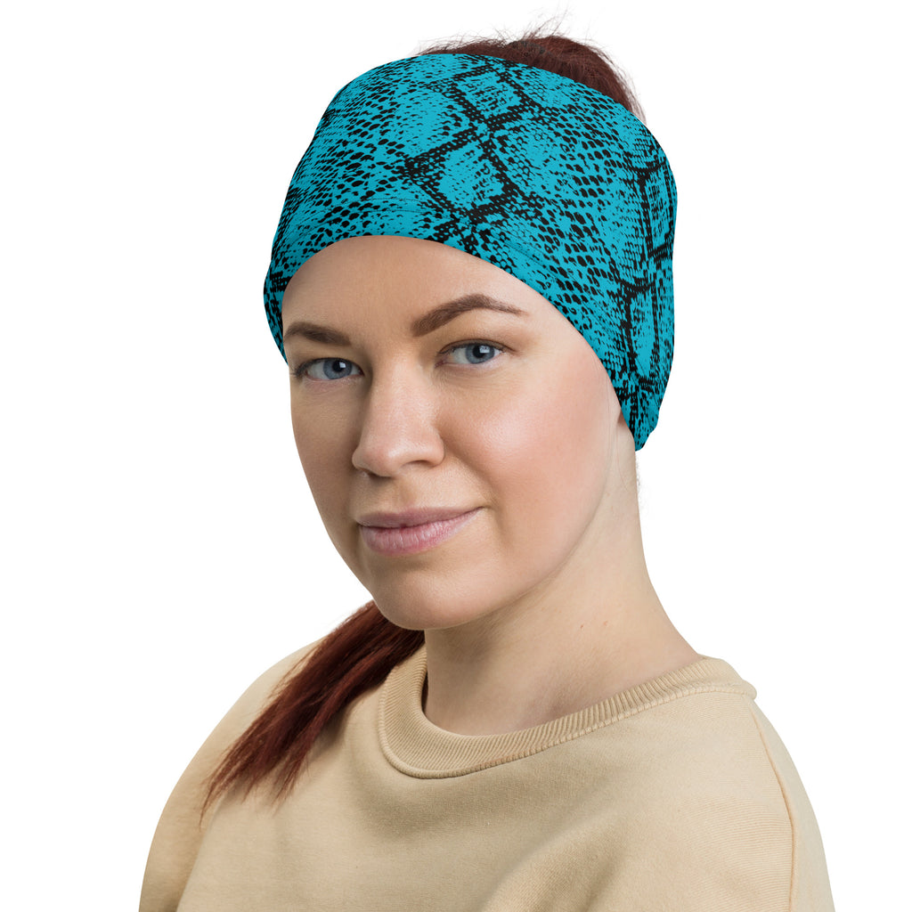 Classic Blue Snakeskin Print Pattern Multifunctional Headband Gaiter