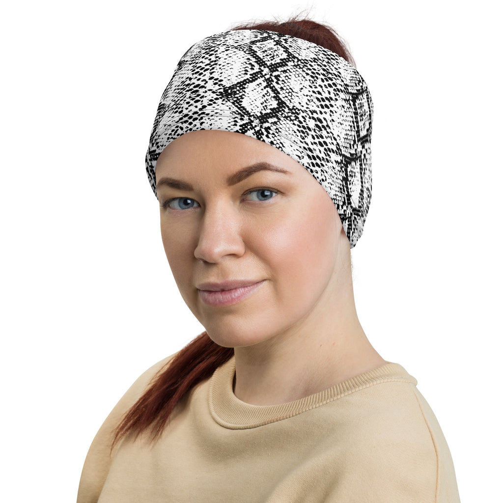 Classic White Snakeskin Print Pattern Multifunctional Headband Gaiter