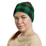 Women's Green Lumberjack Plaid Tartan Neck Gaiter Headband Buff