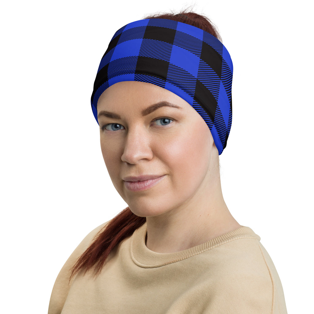 Classic Blue Lumberjack Plaid Tartan Multifunctional Headband Gaiter