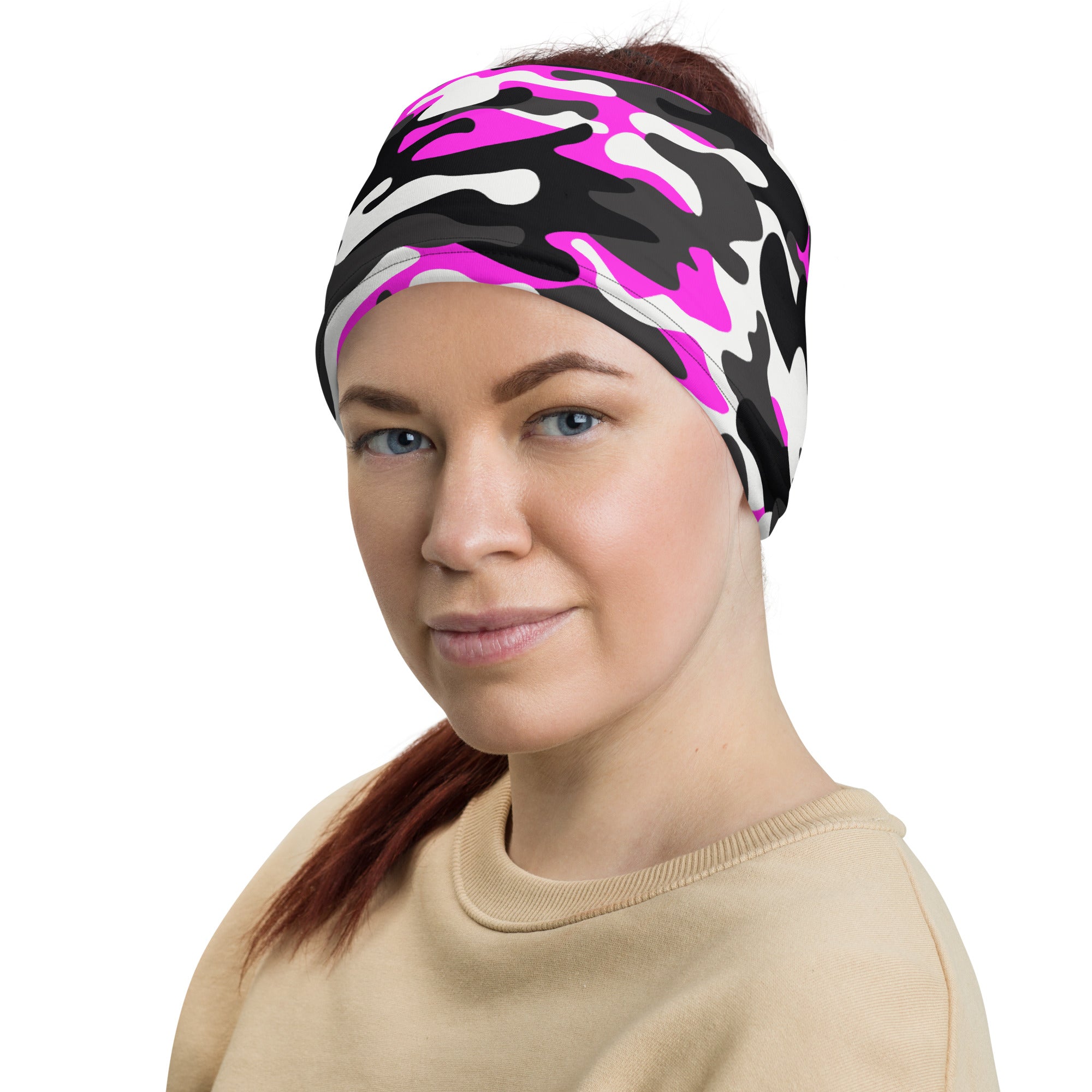 Urban Jungle Pink White Black Camouflage Multifunctional Headband