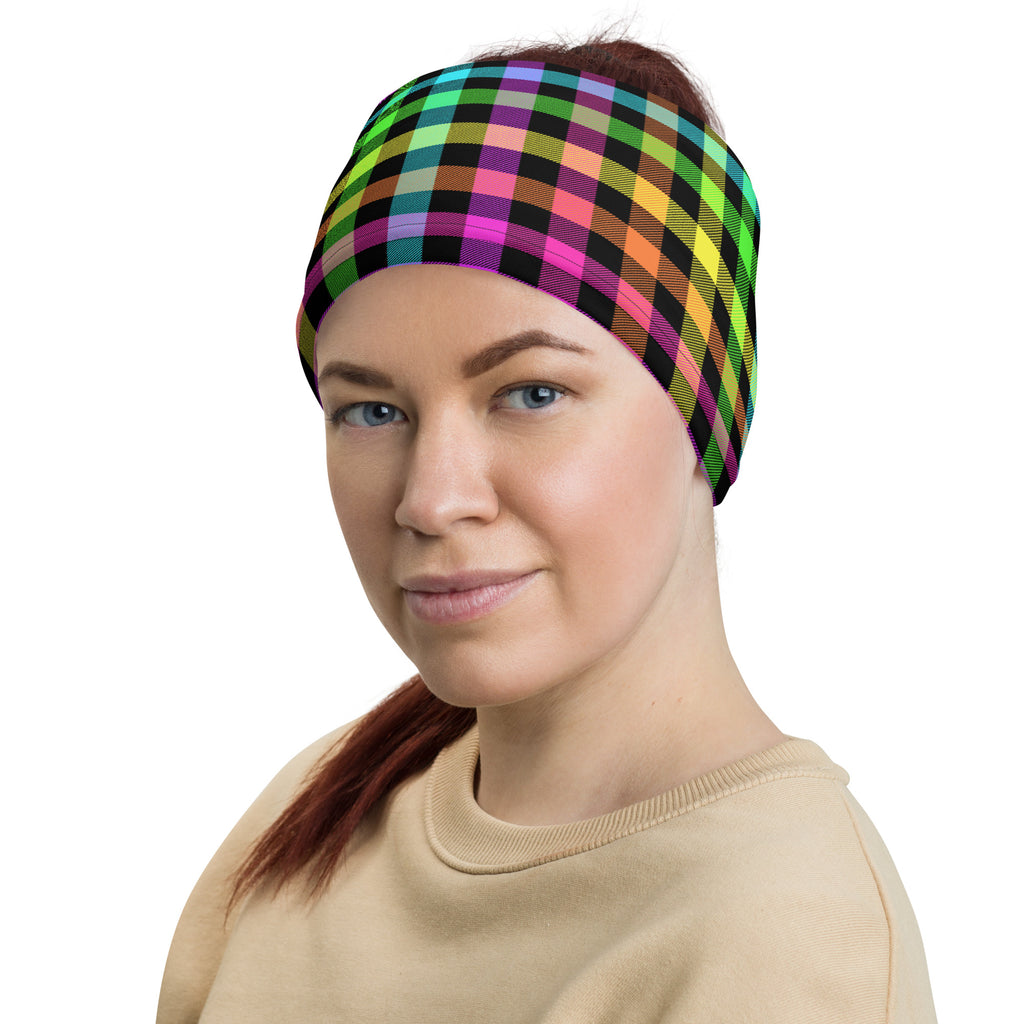 Rainbow Pride Month Lumberjack Plaid Multifunctional Headband Neck Gaiter