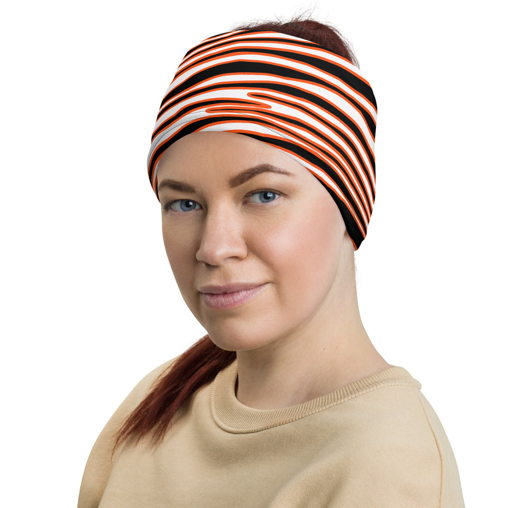 Cincinnati Black Orange Wild Zebra Stripe Multifunctional Headband Neck Gaiter