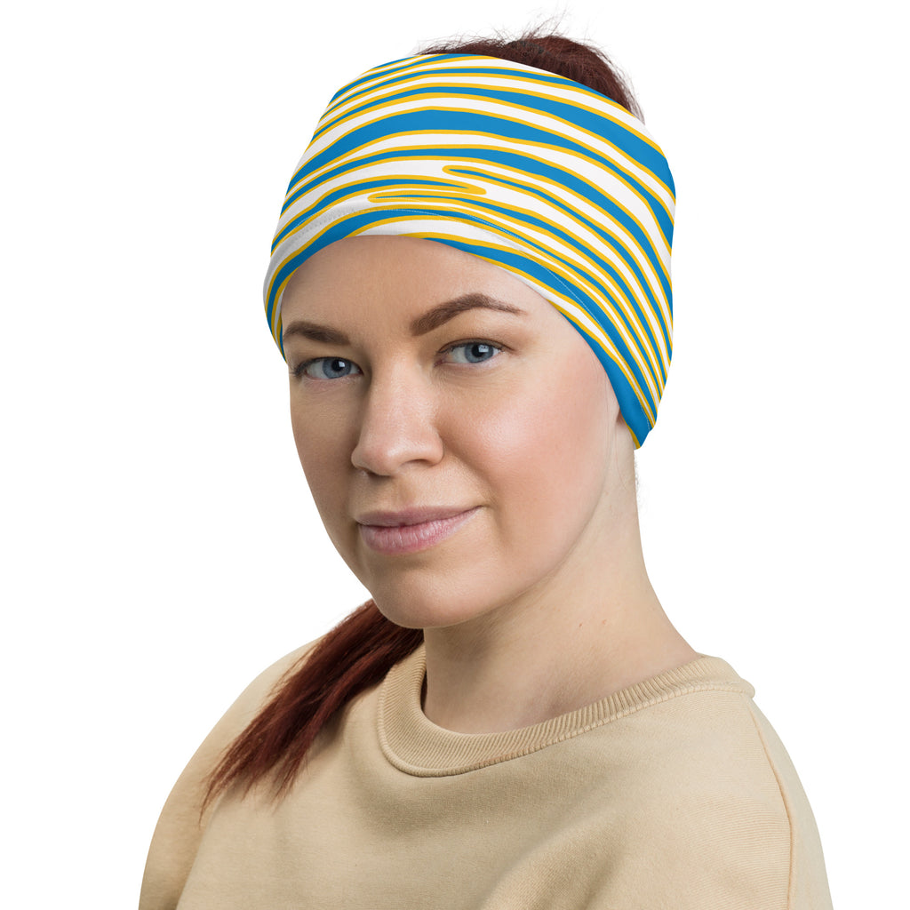 Unisex San Diego Football Blue Yellow Wild Zebra Stripe Animal Pattern Multifunctional Headband Neck Gaiter