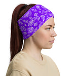 Purple White Paisley Headband