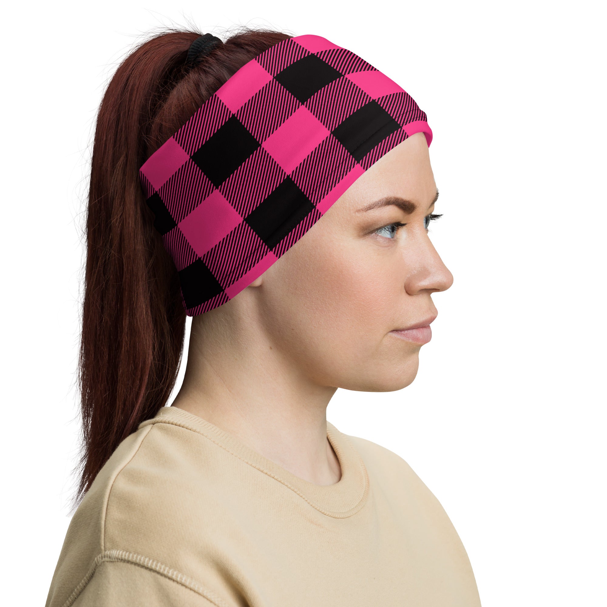 Pink Lumberjack Plaid Headband