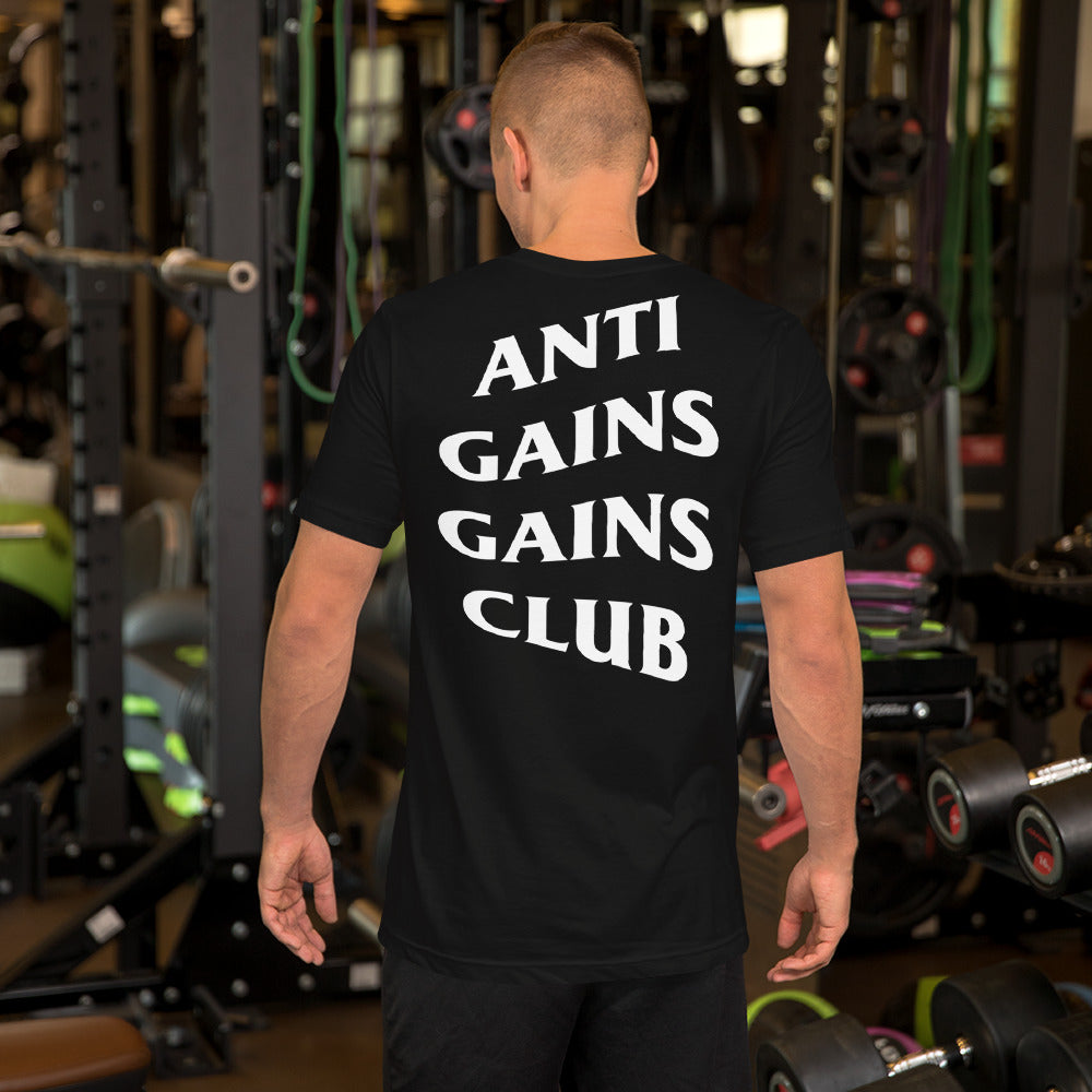 Black Unisex Anti Gains Social Club Gym Fitness Weightlifting Powerlifting CrossFit Muscle Hoodie Model Back