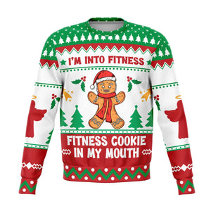 I'm Into Fitness Cookie In Mouth Gingerbread Man Ugly Christmas Sweater