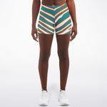 Women's Miami Football Teal Orange Wild Zebra Stripe Animal Pattern Athletic Booty Shorts