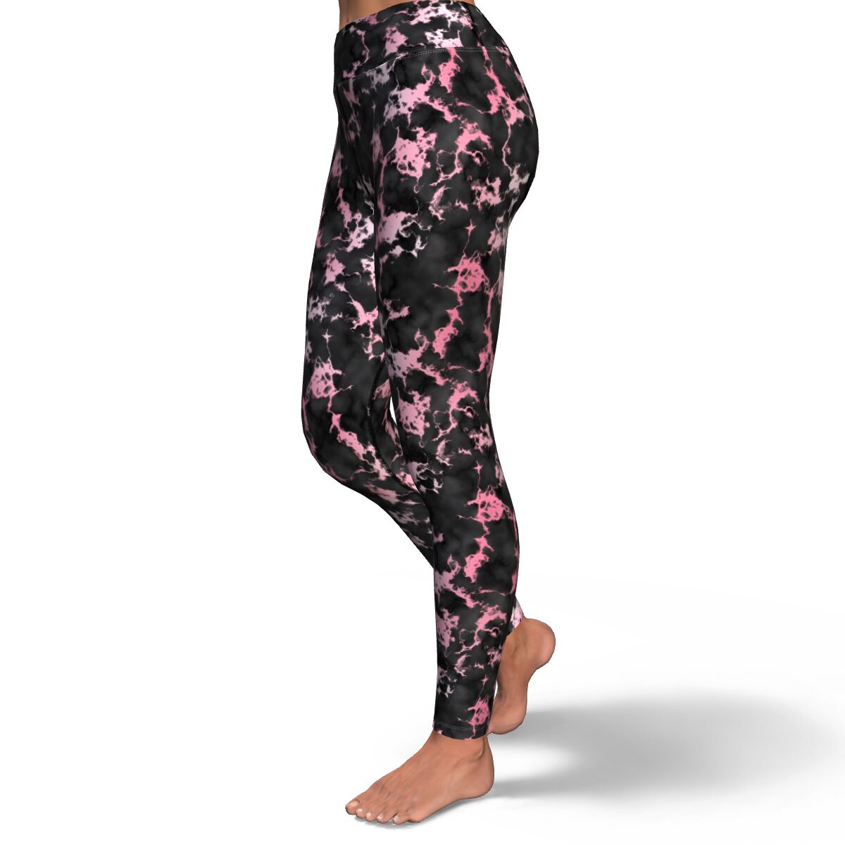 Women's Rose Gold Gilded Marble High-waisted Yoga Leggings