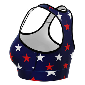 Women's Red White Blue American All-Star Athletic Sports Bra