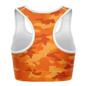 Women's All Orange Camouflage Athletic Sports Bra Back