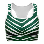 Women's New York Football Green Wild Zebra Stripe Animal Pattern Athletic Sports Bra