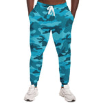 Unisex All Cyan Blue Turquoise Camouflage Athletic Joggers