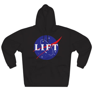 Black NASA LIFT Heavy Space Gym Workout Unisex Hoodie Front Flat