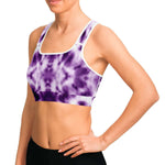 Women's Purple Monotone Tie-Dye Athletic Sports Bra Model Right