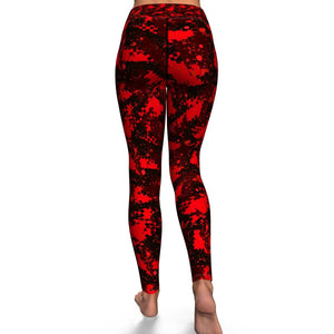 Women's Red Digital Camouflage High-waisted Yoga Leggings Back