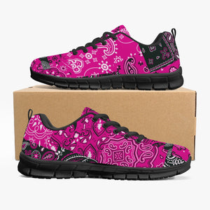 Women's Black Pink Paisley Patchwork Gym Workout Running Sneakers
