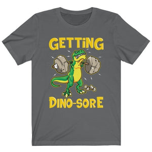 Funny Men's Getting Dino-Sore Leg Day Squats T-Shirt Asphalt Grey