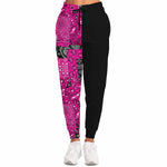 Pink Black Two-Tone Patchwork Paisley Joggers