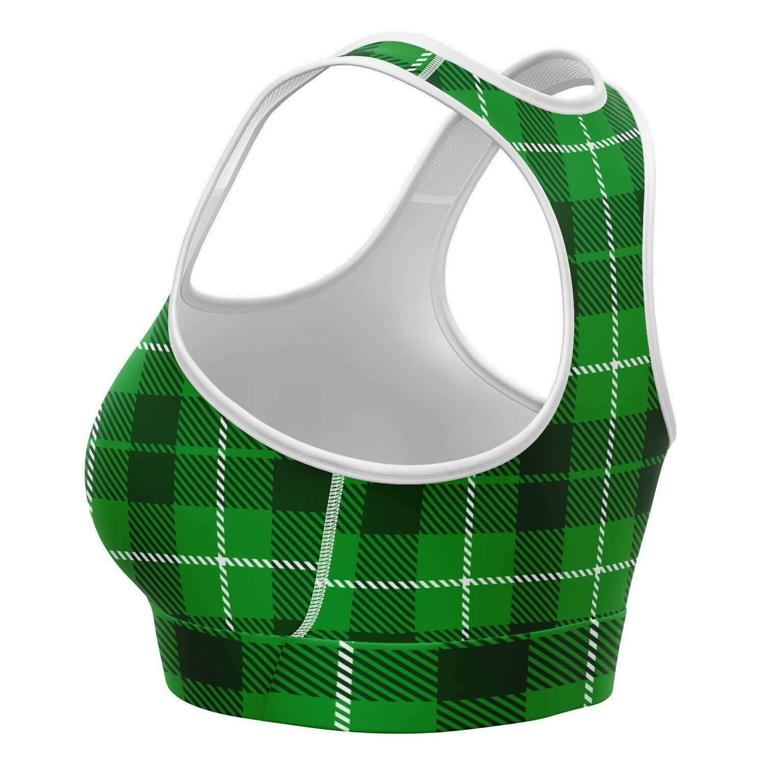 Women's St. Patrick's Day Irish Lass Plaid Athletic Sports Bra Left