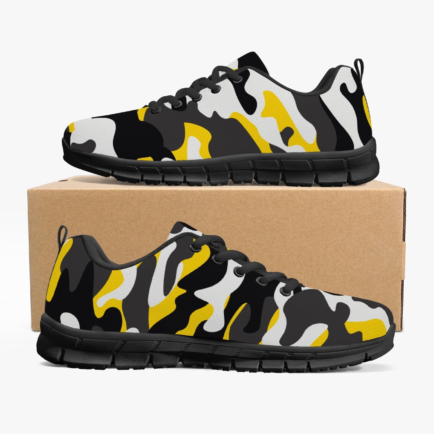 Women's Urban Jungle Yellow White Black Camouflage Running Shoes Sneakers