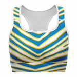 Women's San Diego Football Blue Wild Zebra Stripe Animal Pattern Athletic Sports Bra