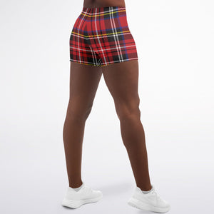 Women's Mid-rise Red Punk Rock Plaid Athletic Booty Shorts