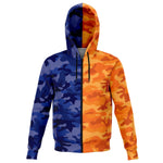 Unisex All Blue Orange Camouflage Athletic Zip-Up Hoodie