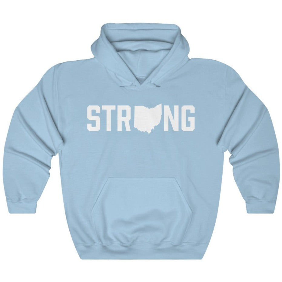 Light Pastel Blue Ohio State Strong Gym Fitness Weightlifting Powerlifting CrossFit Muscle Hoodie