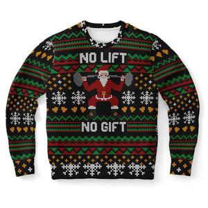 Funny No Lift No Gift Needlepoint Stitch Ugly Christmas Holiday Party Sweater
