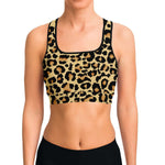 Women's Wild Animal Leopard Print Athletic Sports Bra Model Front