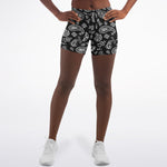 Black White Paisley Shorts