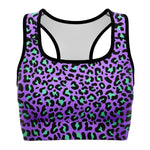 Women's Purple Wild Leopard Cheetah Print Athletic Sports Bra