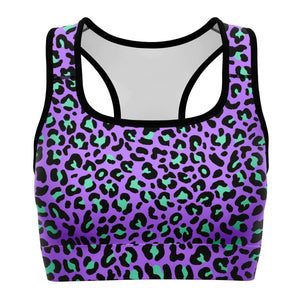 Women's Purple Wild Leopard Cheetah Print Athletic Sports Bra