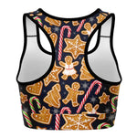 Women's Gingerbread Christmas Cookies Peppermint Candy Canes Athletic Sports Bra Back