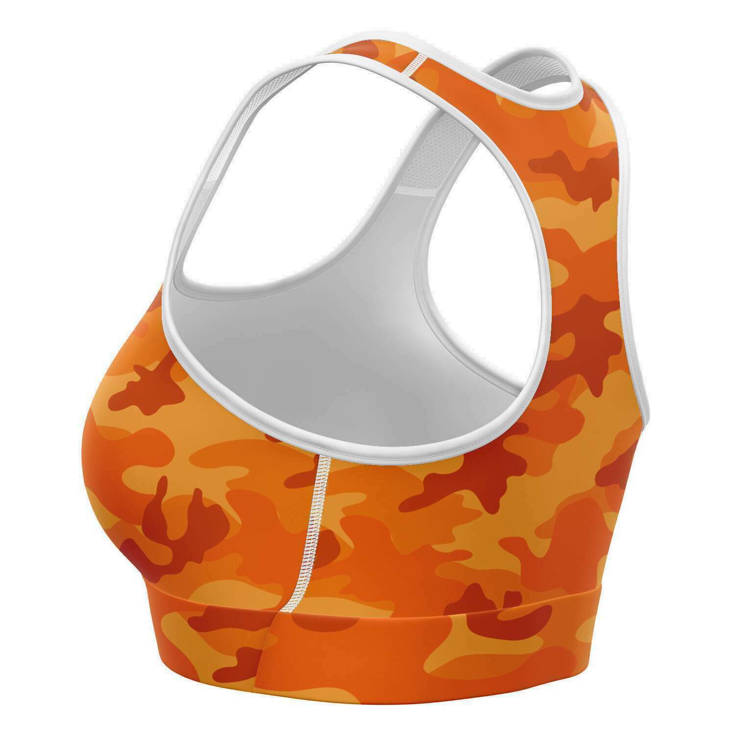 Women's All Orange Camouflage Athletic Sports Bra Left