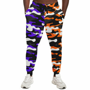 Unisex Contrast Urban Jungle Purple Orange Camouflage Athletic Joggers