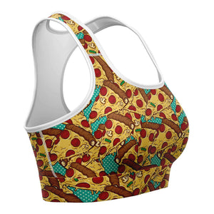 Women's Polka Dot Pizza Lovers Party Athletic Sports Bra Right