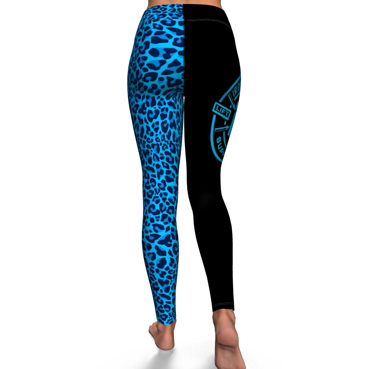 Women's Blue Wild Leopard Print High-waisted Yoga Leggings
