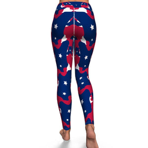 Women's Fourth Of July Stars Red White Blue USA Camouflage High-waisted Yoga Leggings Back