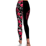 Women's Deadly Pink Roses & Spiders Halloween High-waisted Yoga Leggings Back