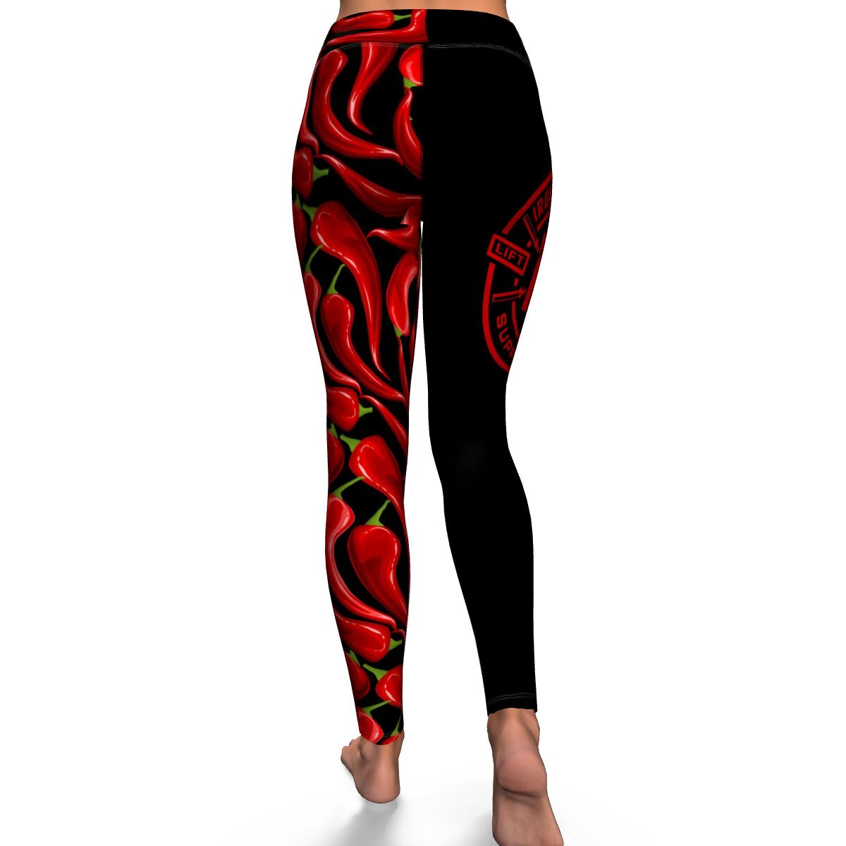 Women's Hot Red Spicy Chili Peppers High-waisted Yoga Leggings Back
