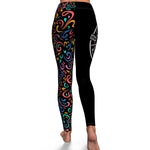 Women's Mardi Gras Party Confetti Yoga Fitness Leggings Back