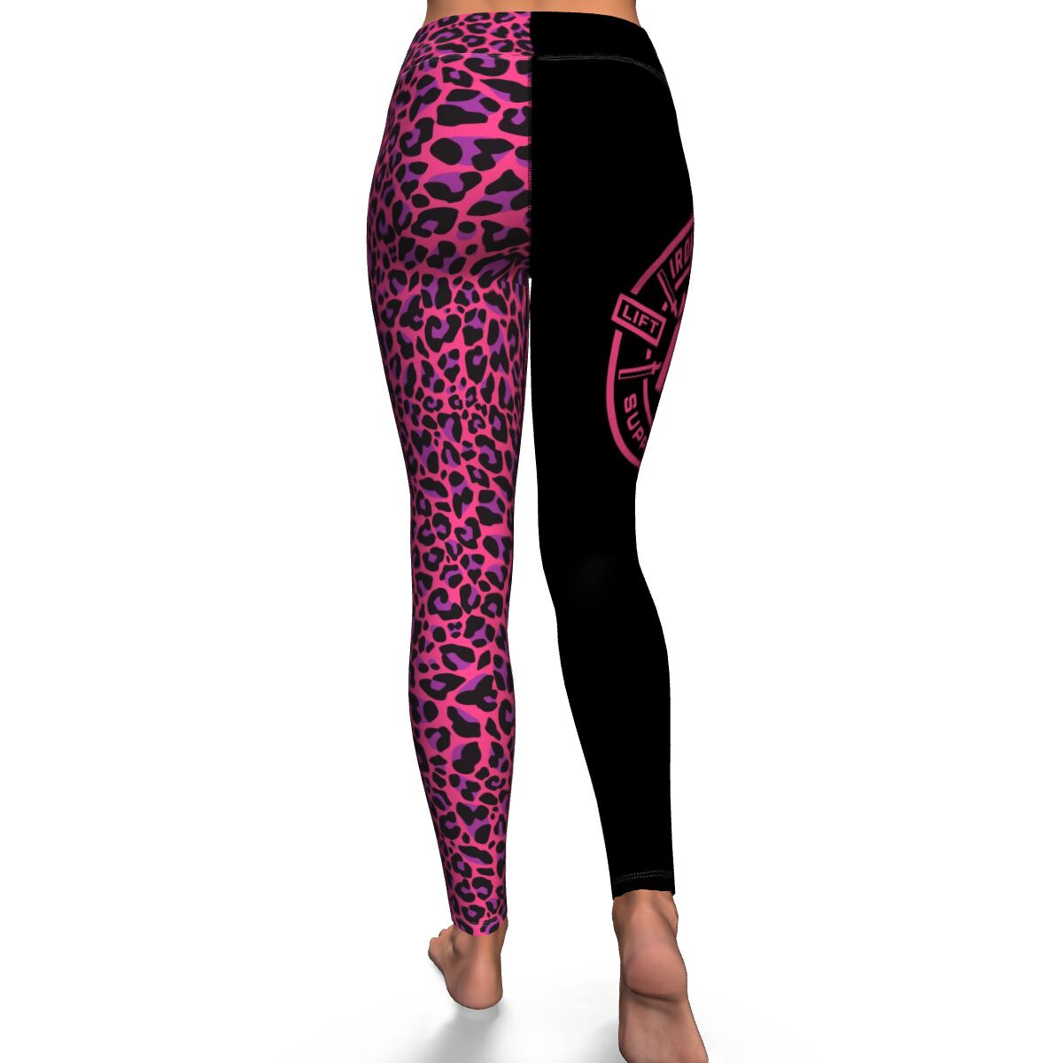 Women's Pink Wild Leopard Cheetah Print High-waisted Yoga Leggings Back