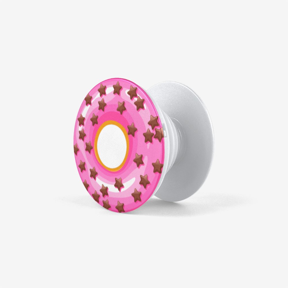 Pink Glazed Breakfast Pastry Donut Stars Popsocket White Side